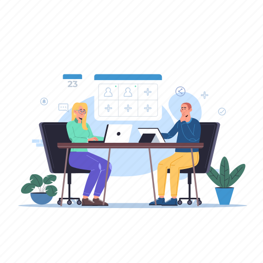 Schedule, meeting, working, office, workplace, planning, discussion illustration - Download on Iconfinder