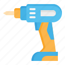 hand, drill, construction, tools, drilling, machine, work, tool, electric