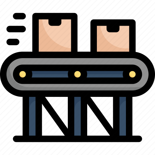 Conveyor belt, conveyor package, distribution, factory, industries, manufacturing, mass production icon - Download on Iconfinder