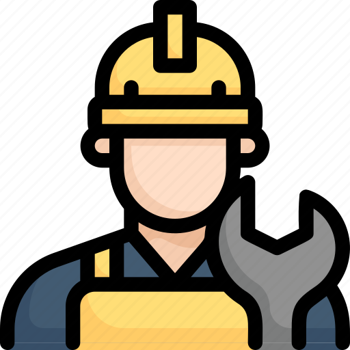 Factory, industries, man, manufacturing, mass production, mechanic, worker with wrench icon - Download on Iconfinder