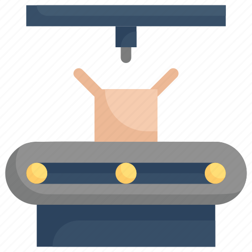 Conveyor belt, conveyor product, distribution, factory, industries, manufacturing, mass production icon - Download on Iconfinder