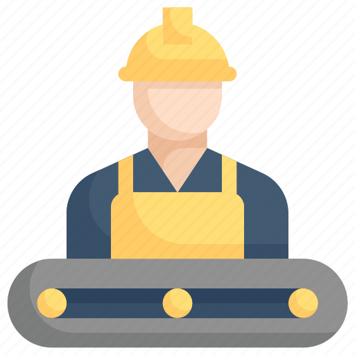 Assembly line, factory, industries, man, manufacturing, mass production, worker conveyor icon - Download on Iconfinder