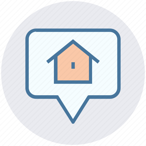 Bubble, estate, home, home location, house, main, page icon - Download on Iconfinder