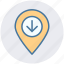arrow, direction, down, geo location, location, map, pin 