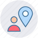 direction, location, location pin, man, pin, user, user placeholder 