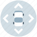 arrows, car, direction, navigation, road, vehicle