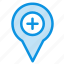 location, map, navigation, pin, plus 