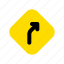 street, curve, traffic, sign, turn, right, arrow