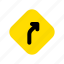 street, curve, traffic, sign, turn, right, arrow 