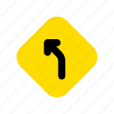 street, road, curve, sign, turn, left, arrow