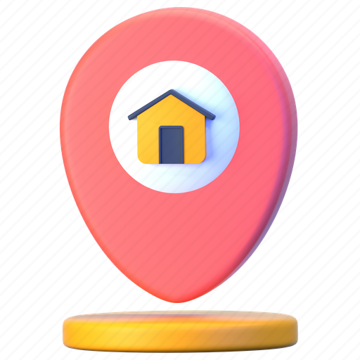 Home, home location, home address, location pointer, pin 3D illustration - Download on Iconfinder