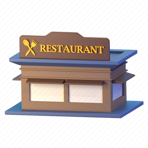 Restaurant, building, property, architecture, construction 3D illustration - Download on Iconfinder