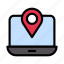 laptop, location, online, pin, pointer 