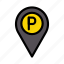 location, map, parked, pin, pointer 