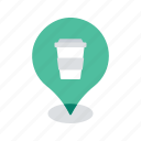 cafe, coffee, drink, location, map, navigation, pin