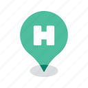 healthcare, hospital, location, map, medical, navigation, pin