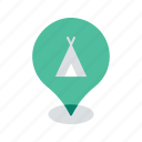 camping, location, map, navigation, pin, site, tent