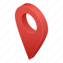 cartoon, gps, isometric, location, map, pointer, red