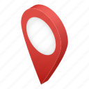 cartoon, isometric, map, pin, pointer, red, tag