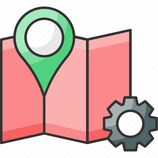 Gear, gps setting, location, navigation, pin, settings icon - Download on Iconfinder