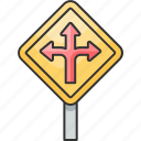 arrows, direction, route guide, sign board, triple