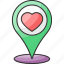 favorite, gps, heart, location, map pin, pin 