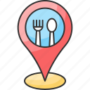 food, gps, location, pin, pointer, restaurant