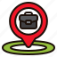 work, briefcase, pin, placeholder, map, point, signs, maps, location 