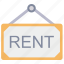 hanging, rent, room, sign 