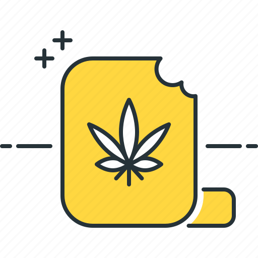Consumable weed, eating cannabis, edibles, funny brownie, space cake, eating marijuana icon - Download on Iconfinder