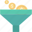 currency exchange, dollar, economy, funnel, money filter 