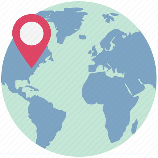 Global location, globe with pin, location pin, location with globe, map pin, navigation, worldwide location icon - Download on Iconfinder