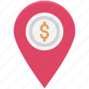 bank location, dollar, location pin, map locator, map pin