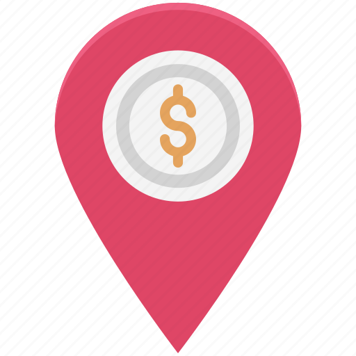 Bank location, dollar, location pin, map locator, map pin icon - Download on Iconfinder