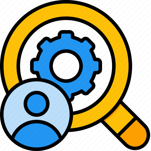 Market, research, marketing, analysis, gear, magnifying, glass icon - Download on Iconfinder