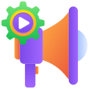 ads management, advertising, promotion, megaphone, announcement, digital marketing, loudspeaker, bullhorn, video play