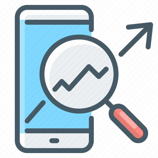 Marketing, mobile, mobile research, research, chart, magnifier icon - Download on Iconfinder