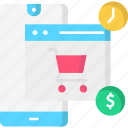 ecommerce, mobile, money, online shop, shopping cart