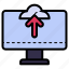 upload, cloud, monitor, arrow 