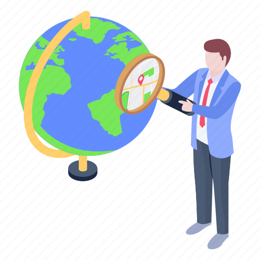 Globalization, geolocation, local seo, geography, globe illustration - Download on Iconfinder