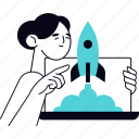 launch, startup, rocket, spaceship, business, development, marketing 