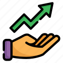 graph, hand, growth, up arrow, marketing, analysis, business