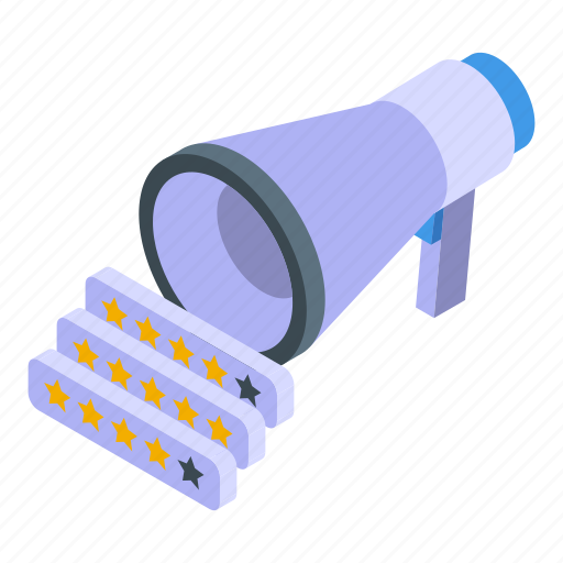 Megaphone, reviews, isometric icon - Download on Iconfinder