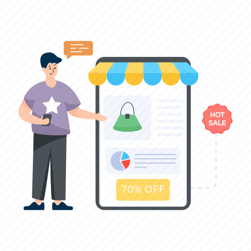 Online shopping, eshopping, ecommerce, mobile shopping, mcommerce illustration - Download on Iconfinder