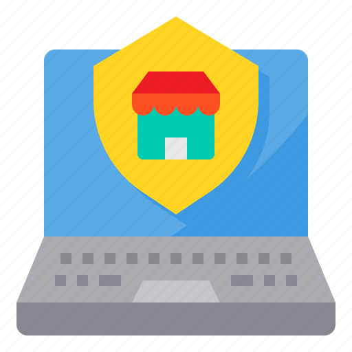 Commerce, laptop, protect, shield, store icon - Download on Iconfinder