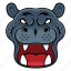 hippopotamus mascot, hippopotamus face, angry hippopotamus, animal face, hippopotamus head 