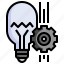 idea, design, light, gear, implementation, bulb, industry 