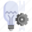 idea, design, light, gear, implementation, bulb, industry 