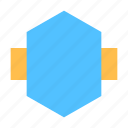 badge, hexagon, label