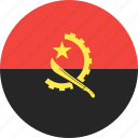 angola, circle, country, flag, nation